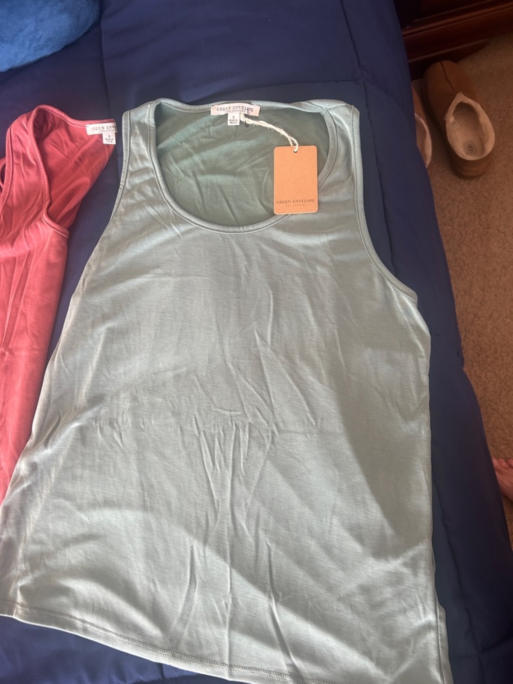 Green Envelope Scoop Neck Tank - Sage